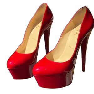 Christian Louboutin Victoria 160 Red Patent Platform Heels EU 38.5 US 8.5